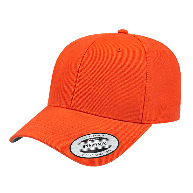 Orange cap with a white label on a white background